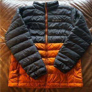 Columbia Men's Black and Orange Puffer Jacket